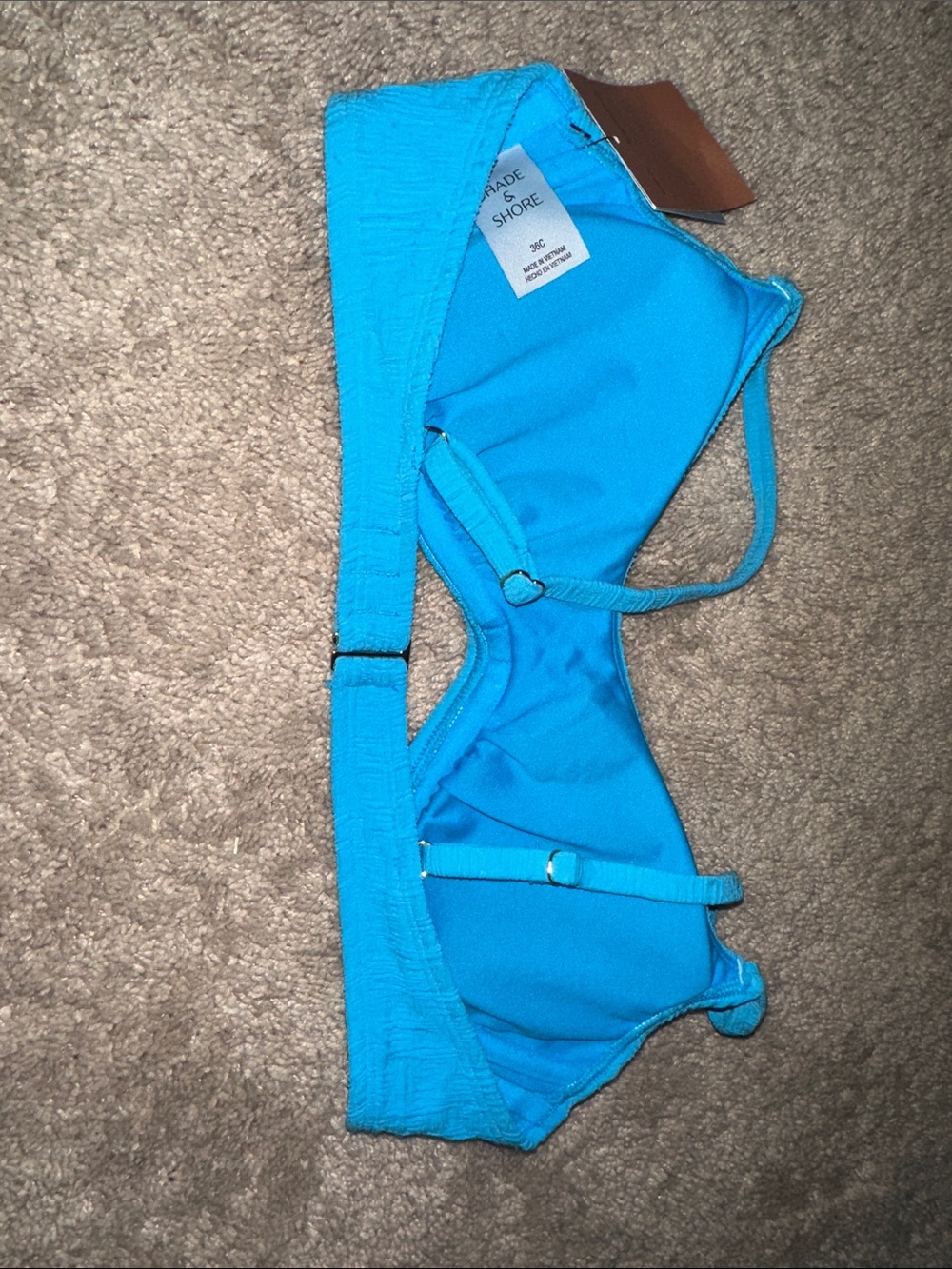 Shade & Shore Teal Blue Textured Bikini Top - Picture 4 of 4